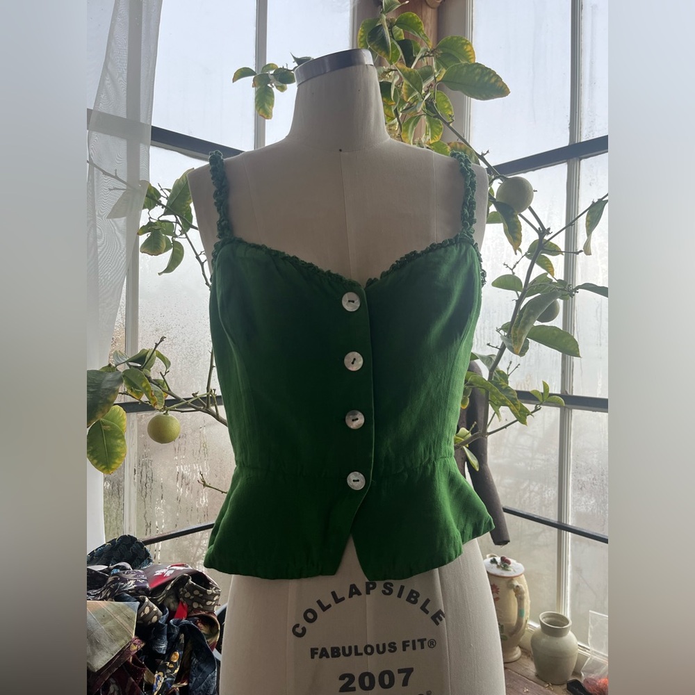Aritzia Green Button-Up Camisole